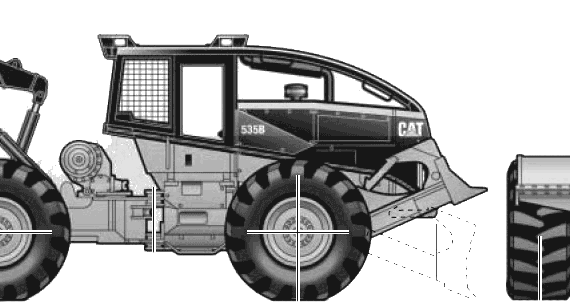 Caterpillar 535B Skidder - drawings, dimensions, pictures of the car