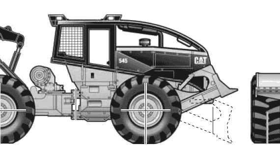 Caterpillar 545 Skidder - drawings, dimensions, pictures of the car