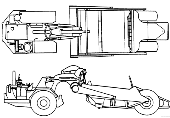 Caterpillar 621 Motorized Scraper - чертежи, габариты, рисунки автомобиля