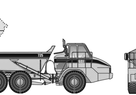 Caterpillar 725 Ariculated Truck - чертежи, габариты, рисунки автомобиля