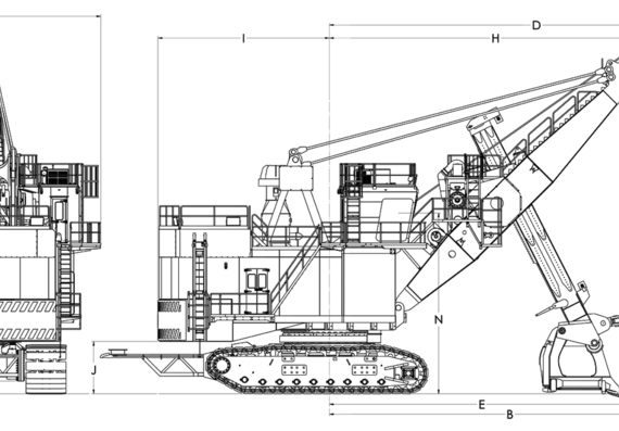 Caterpillar 7295 HD Electric Rope Shovel - drawings, dimensions, pictures of the car