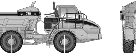 Caterpillar 730 Eiector Ariculated Truck - чертежи, габариты, рисунки автомобиля