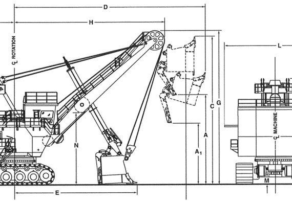 Caterpillar 7395 Electric Rope Shovel - drawings, dimensions, pictures of the car