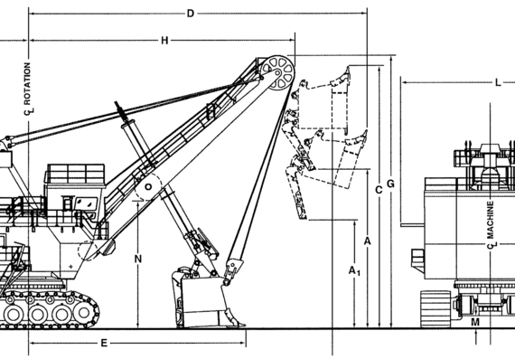 Caterpillar 7495 HD Electric Rope Shovel - drawings, dimensions, pictures of the car