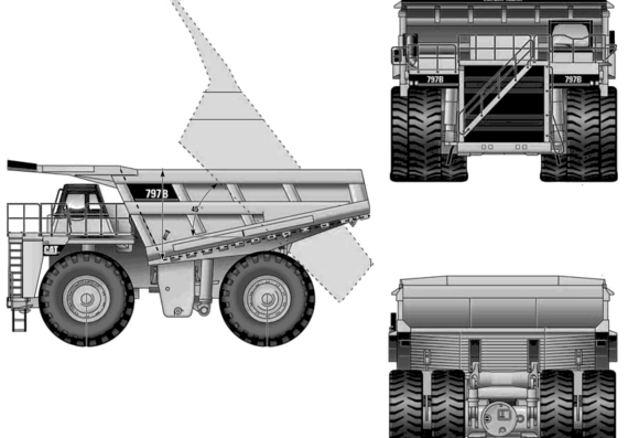 Caterpillar 797B - drawings, dimensions, pictures of the car