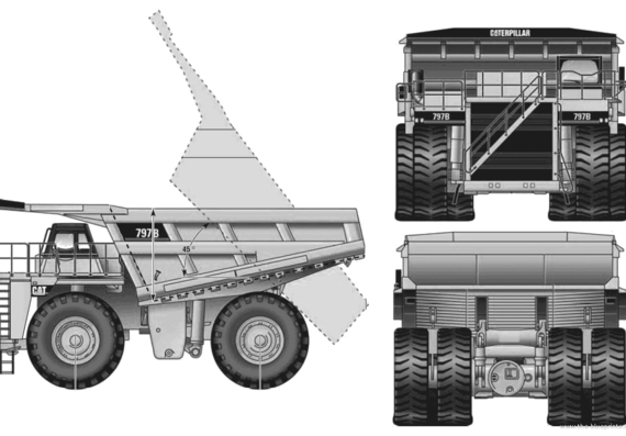 Caterpillar 797B Mining Truck - drawings, dimensions, pictures of the car