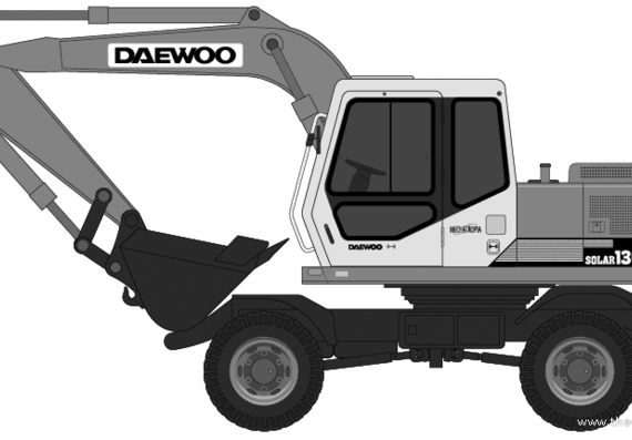 Daewoo Solar 130W Excavator - чертежи, габариты, рисунки автомобиля