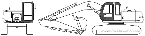 John Deere 120C Excavator - чертежи, габариты, рисунки автомобиля