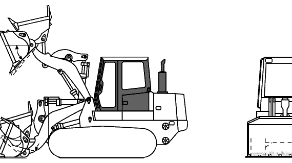 John Deere 655C Crawler Loader - чертежи, габариты, рисунки автомобиля