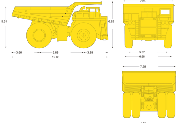 Komatsu 730E Electric Drive Truck - чертежи, габариты, рисунки автомобиля