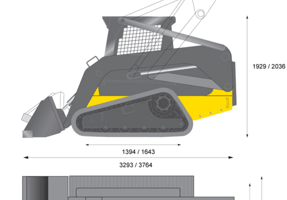 New Holland Compact Track Loader C175 - чертежи, габариты, рисунки автомобиля