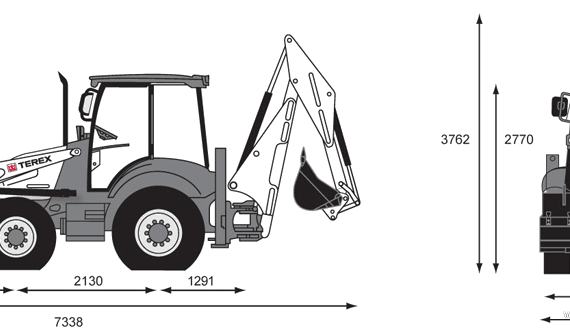 Terex 860SX Backhoe Loader - drawings, dimensions, pictures of the car