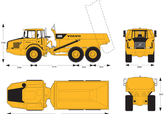 Volvo A25D Articulated Hauler - drawings, dimensions, pictures of the car