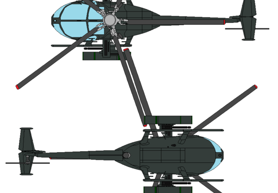 Вертолет AH-6G Little Bird - чертежи, габариты, рисунки