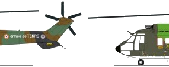 Вертолет Aerospatiale AS 332 M1 Super Puma - чертежи, габариты, рисунки