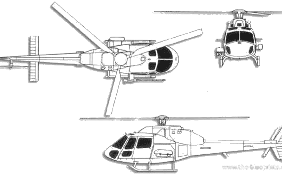 Вертолет Aerospatiale AS 350 Ecureuil - чертежи, габариты, рисунки
