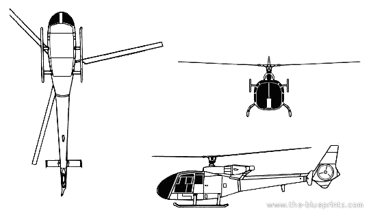 Вертолет Aerospatiale Gazelle - чертежи, габариты, рисунки