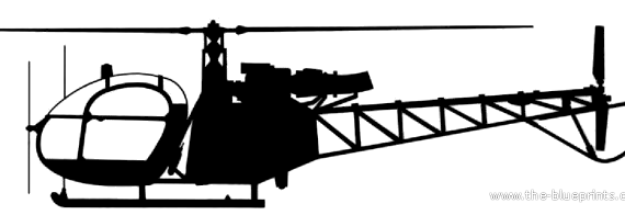 Вертолет Aerospatiale SA313 Alouette II - чертежи, габариты, рисунки