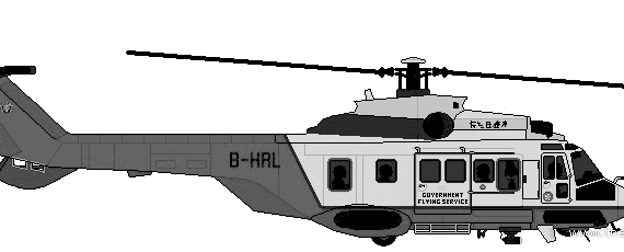 Вертолет Aerospatiale SA 322 Puma L2 - чертежи, габариты, рисунки
