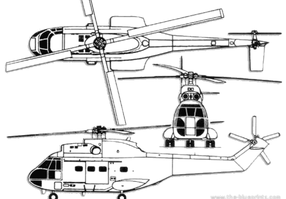 Вертолет Aerospatiale SA 330L Puma - чертежи, габариты, рисунки