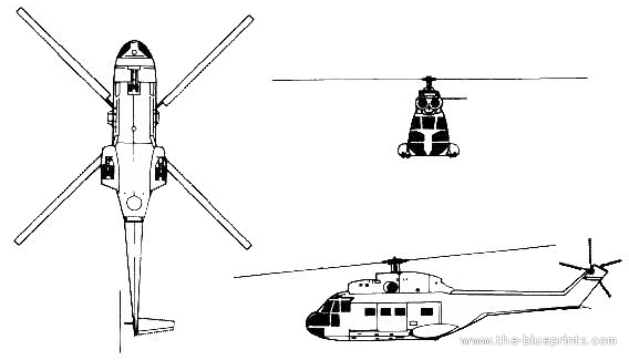 Вертолет Aerospatiale SA 330 Puma - чертежи, габариты, рисунки