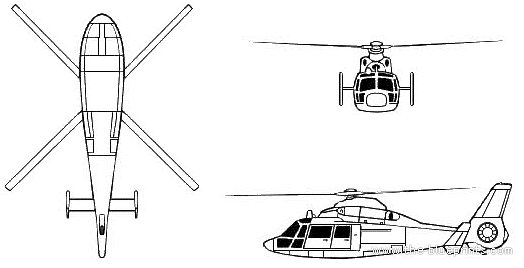 Вертолет Aerospatiale SA 360 Dauphin - чертежи, габариты, рисунки