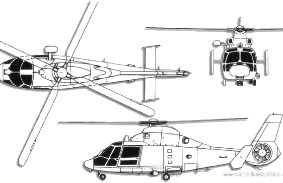Вертолет Aerospatiale SA 365 Dauphin - чертежи, габариты, рисунки