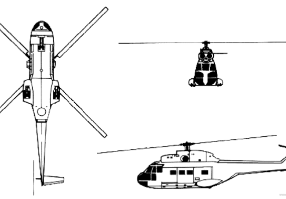Вертолет Aerospatiale Westland Puma - чертежи, габариты, рисунки
