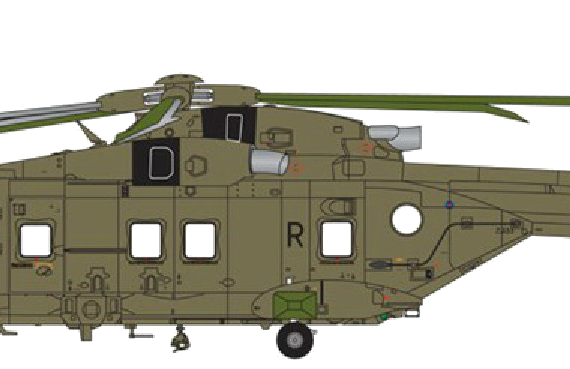 Вертолет Agusta-Westland Merlin HC3 - чертежи, габариты, рисунки