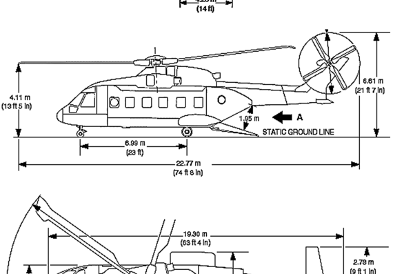 Helicopter AgustaWestland AW101 Merlin Helicopter - drawings, dimensions, figures