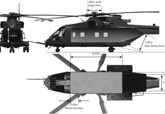 Вертолет AgustaWestland EH080508 - чертежи, габариты, рисунки