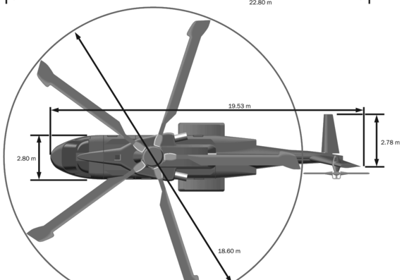 Вертолет AgustaWestland EH080510 - чертежи, габариты, рисунки