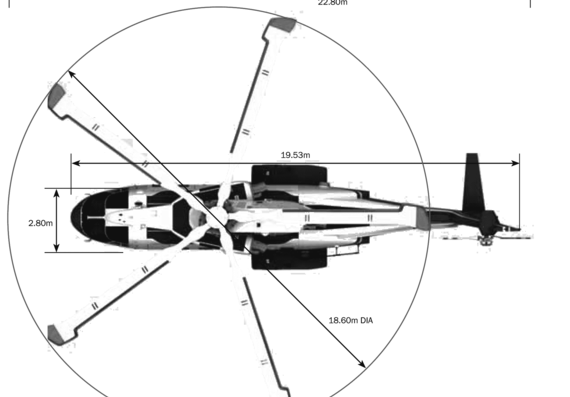 Вертолет AgustaWestland EH080624VVIP - чертежи, габариты, рисунки