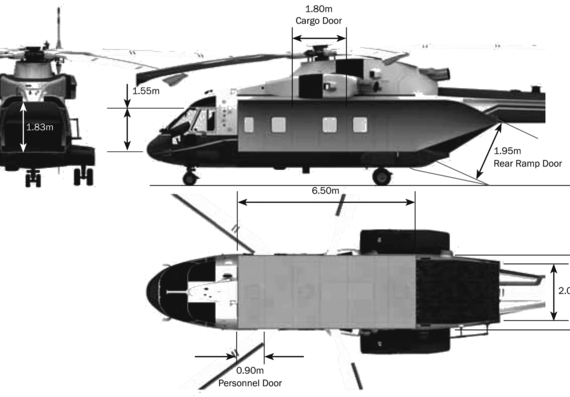 Вертолет AgustaWestland EH080624 VVIP - чертежи, габариты, рисунки