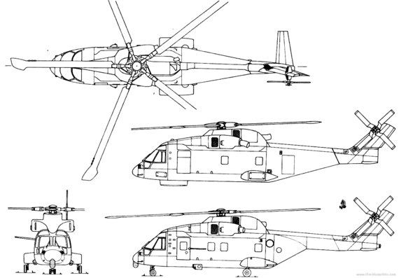 Вертолет AgustaWestland EH101 Merlin - чертежи, габариты, рисунки