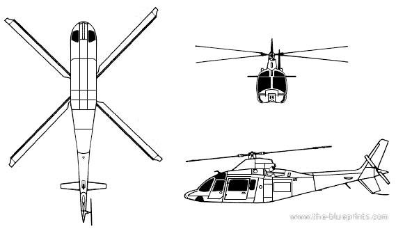 Вертолет Agusta Hirundo A109 - чертежи, габариты, рисунки