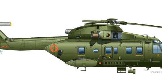 Вертолет Agusta Westland AW-101 - чертежи, габариты, рисунки