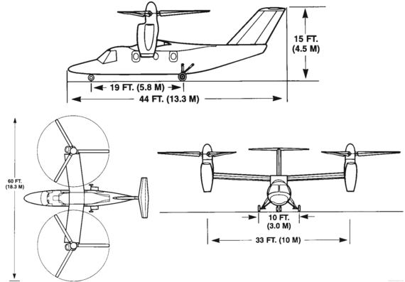 Вертолет Bell-Agusta BA609 (2004) - чертежи, габариты, рисунки