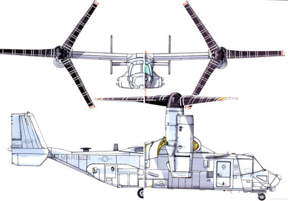 Вертолет Bell-Boeing V-22 Osprey - чертежи, габариты, рисунки