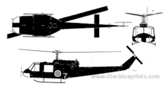 Вертолет Bell 204 - чертежи, габариты, рисунки