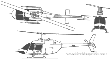 Вертолет Bell 206 - чертежи, габариты, рисунки
