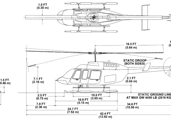 Bell 206L4 Float Kit helicopter - drawings, dimensions, figures