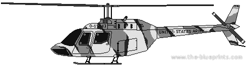 Вертолет Bell 206 OH-58A Kiowa - чертежи, габариты, рисунки