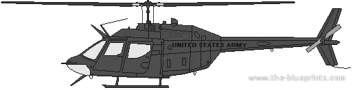 Вертолет Bell 206 OH-58B Kiowa - чертежи, габариты, рисунки