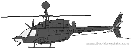 Bell 206 OH-58D Kiowa helicopter - drawings, dimensions, figures