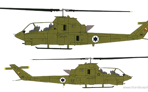 Bell 209 AH-1G Huey Cobra helicopter - drawings, dimensions, figures