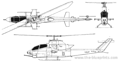 Bell 209 HueyCobra helicopter - drawings, dimensions, figures