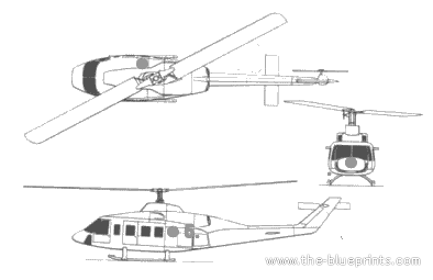 Bell 214 helicopter - drawings, dimensions, figures