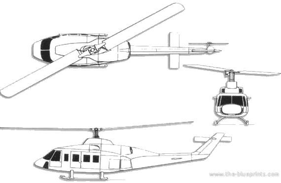 Вертолет Bell 214ST - чертежи, габариты, рисунки