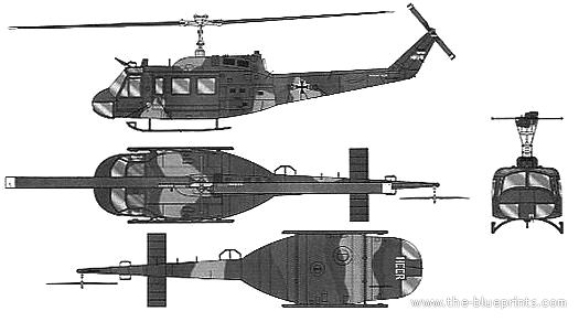Вертолет Bell 214 UH-1H Heuy - чертежи, габариты, рисунки